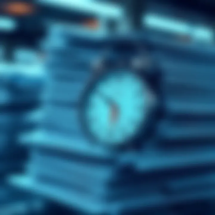 A stack of 1099-DA forms with a clock showing delays in processing