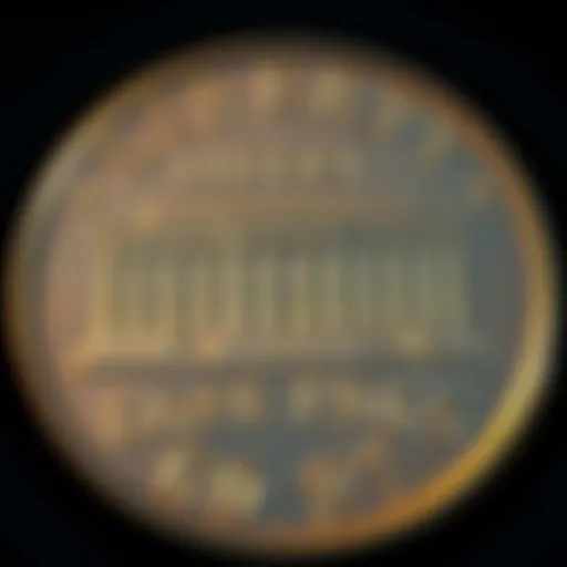 A close-up view of a 1956-D coin showing the Lincoln Memorial reverse side, highlighting its unusual design compared to the typical Wheat reverse.