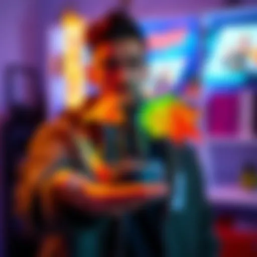 Individual showcasing a colorful 3D printed NFT figure, highlighting the blend of digital art and physical collectibles.