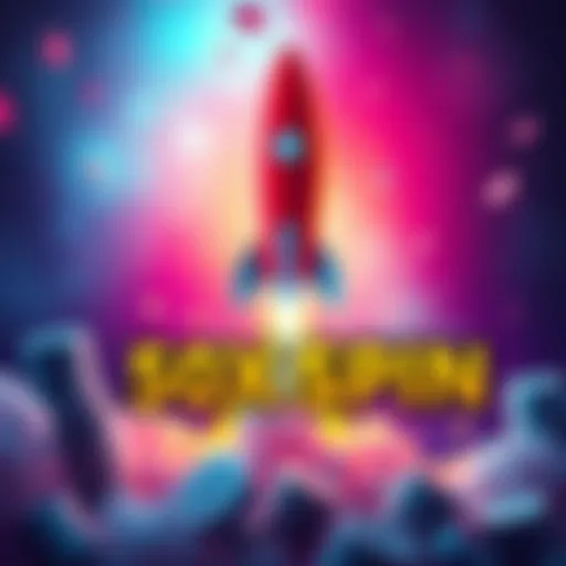 Illustration of a rocket launching with a vibrant background, symbolizing the rise of 50X SPIN ahead of the Boost Event.
