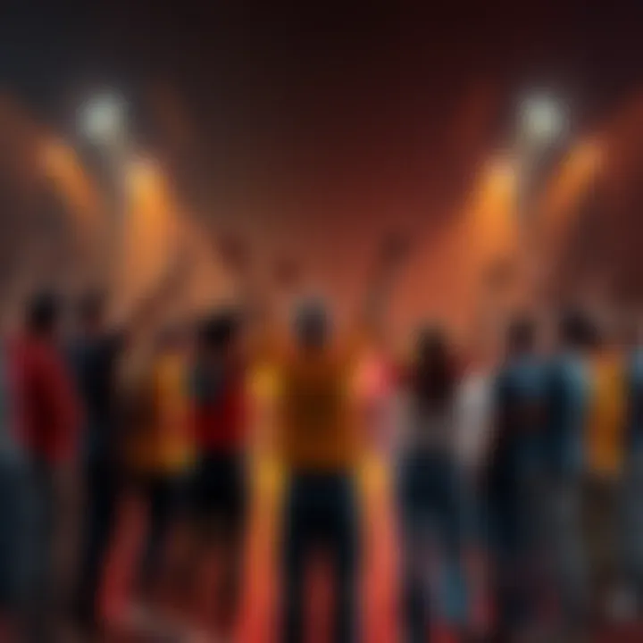 A diverse group of people holding hands, standing together in a circle, celebrating unity in the cryptocurrency community.