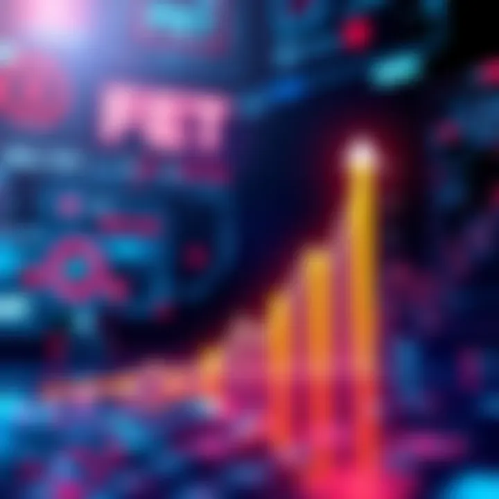 Graph showing FET cryptocurrency price rising with AI technology visuals in the background