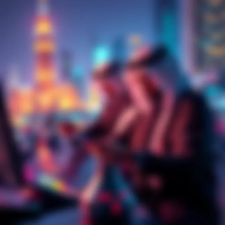 Investors in Abu Dhabi analyzing Bitcoin trends and making purchases during a price drop.