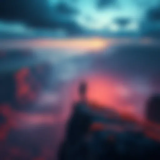 A person standing on a cliff looking at a vast landscape, symbolizing acceptance and reality in life.