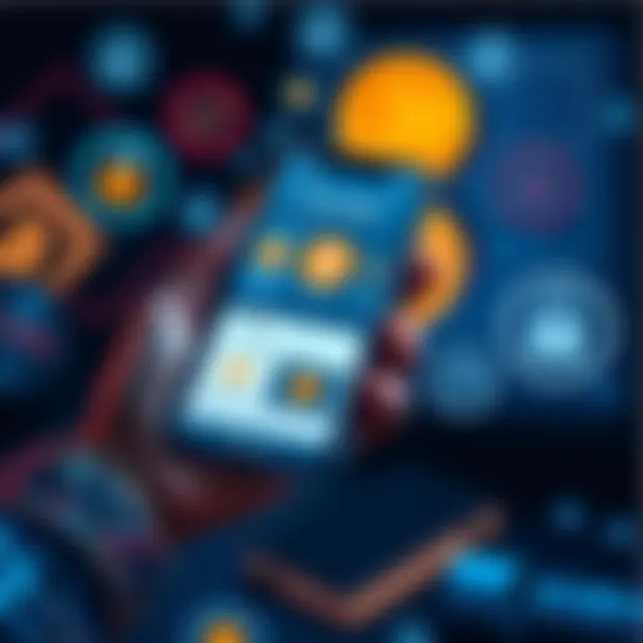 A person holding a smartphone displaying a Bitcoin wallet app, with a focus on Trust Wallet and Phantom, surrounded by security icons