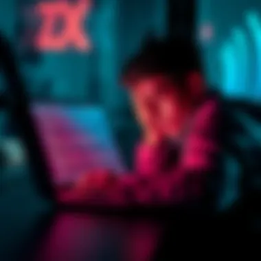 Person frustrated while trying to access XDC wallet on a laptop with error messages on the screen