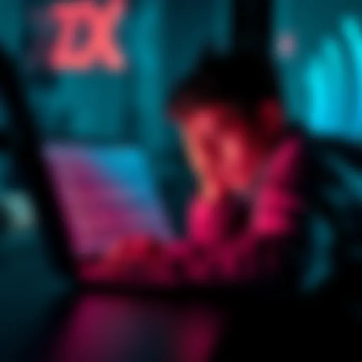 Person frustrated while trying to access XDC wallet on a laptop with error messages on the screen
