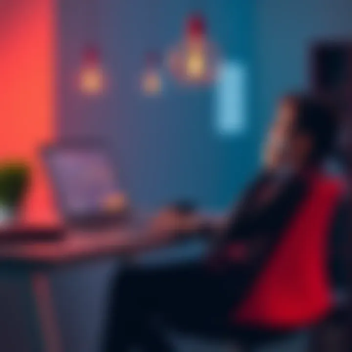 A person sitting at a desk, looking relieved while using a laptop to close an online account.