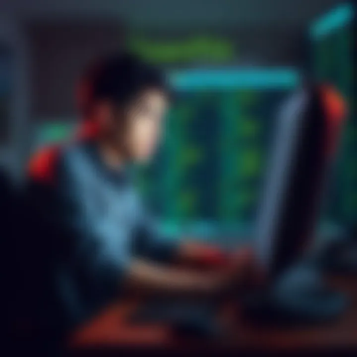 Account Recovery Concept A person sitting at a computer looking frustrated while trying to recover their account after losing their passphrase.