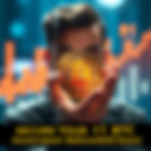 A person holding a Bitcoin symbol with a graph showing growth, symbolizing investment opportunities in cryptocurrency.