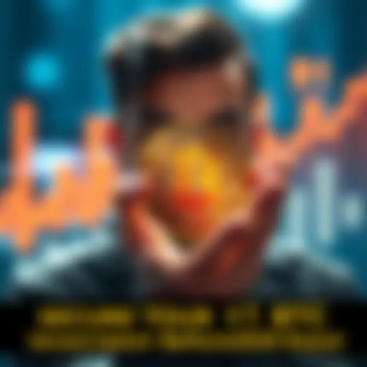 Accumulating Bitcoin A person holding a Bitcoin symbol with a graph showing growth, symbolizing investment opportunities in cryptocurrency.