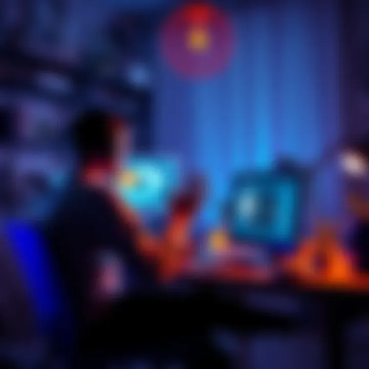 Active Discord Chat A person engaging in a lively discussion on a computer in a cozy room with Discord interface visible
