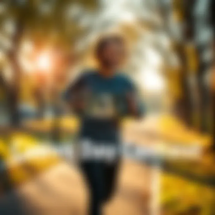 A person running in a park with a smartphone taking a photo of their active moment for a contest.