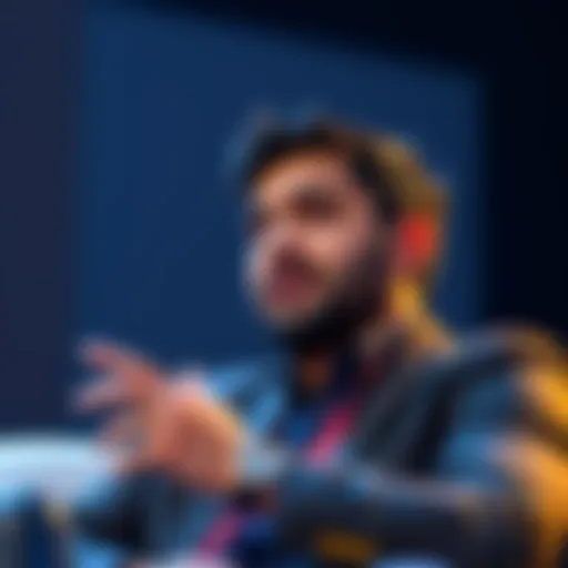 Addy Dubhashi speaking at an event about combining traditional and decentralized finance, with a focus on Chainlink