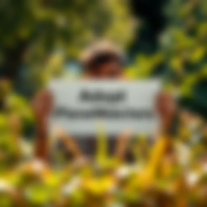 A person holding a sign that says 'Adopt PlanetWatchers' surrounded by nature, symbolizing environmental awareness