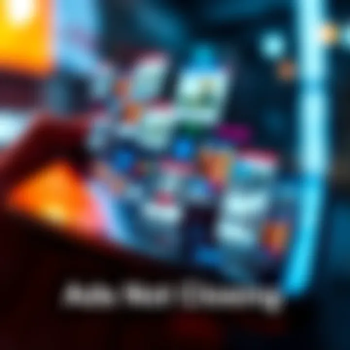 Close-up of a smartphone screen showing multiple ads that are stuck open, causing frustration for the user