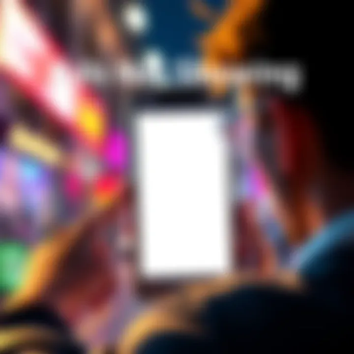 A smartphone screen showing a blank space where ads should appear, with a confused person looking at it.