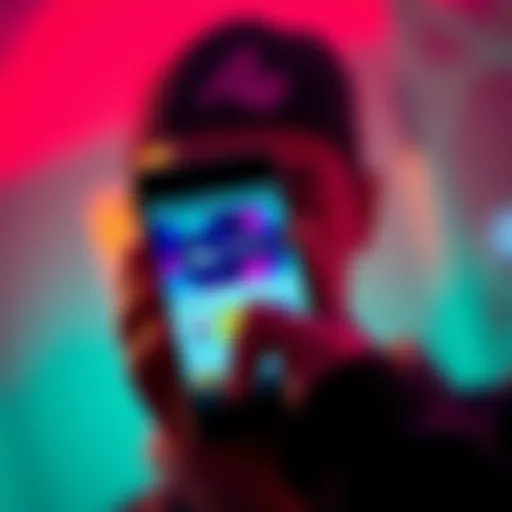 A person looking at a smartphone with the App Store open, displaying the AE app waiting for updates