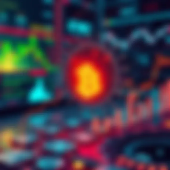 A visual representation of Agentic AI and cryptocurrency working together in financial markets, showing interconnected digital elements and charts depicting growth.