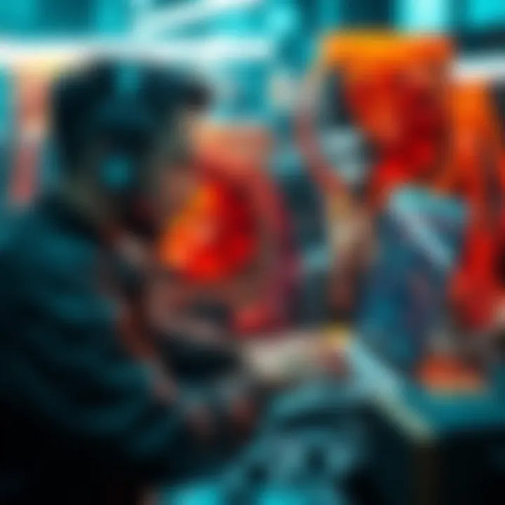 A person using a laptop to optimize mining processes with AI technology, surrounded by mining equipment.