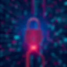 A digital lock symbol overlaid with binary code, representing AI security against credential leaks.