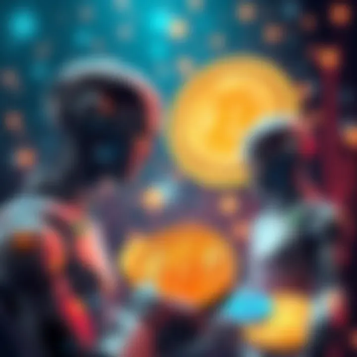 AI Agents Choosing Bitcoin Illustration of AI agents selecting Bitcoin as their preferred currency for transactions with digital coins in the background