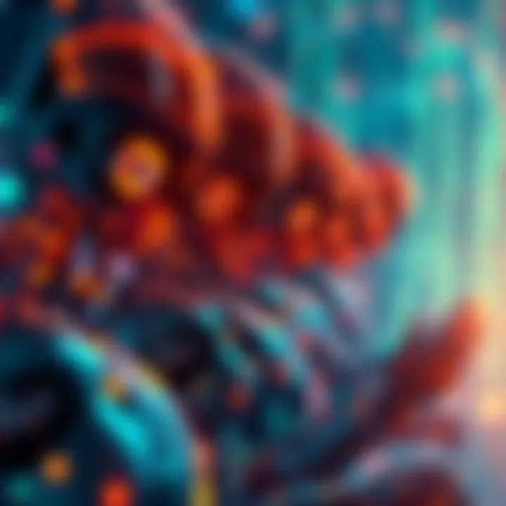 Illustration of AI agents managing decentralized finance with digital wallets and smart contracts