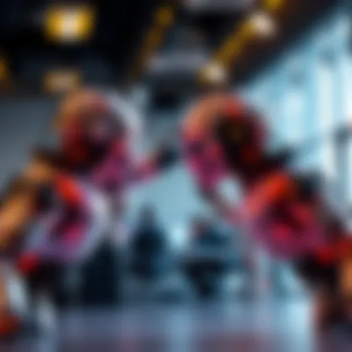 A digital depiction of AI agents represented as gladiators in a modern office setting, illustrating the struggle for control and ethics in technology.