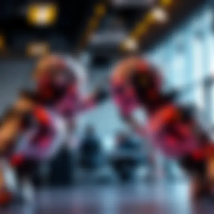 A digital depiction of AI agents represented as gladiators in a modern office setting, illustrating the struggle for control and ethics in technology.