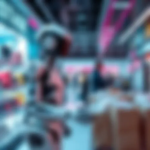 AI Agents Shopping A futuristic AI agent autonomously making purchases at a digital storefront, showcasing advanced technology in action.