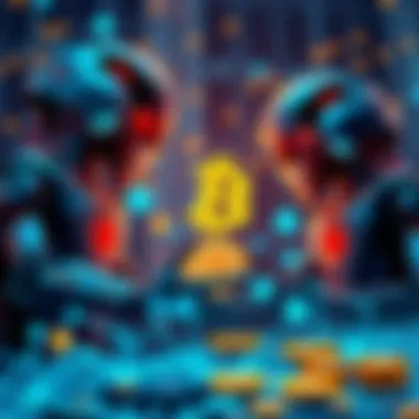 Illustration of AI agents interacting digitally to trade Bitcoin, symbolizing a new economy with autonomous transactions.