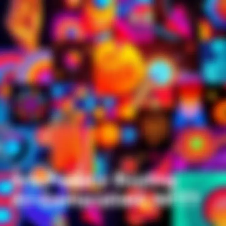 A vibrant collage of digital art pieces created by AI, showcasing abstract designs and colorful patterns, representing the trend in AI-generated NFTs.
