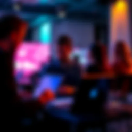 A group of judges evaluating teams at an AI Product Manager Hackathon in San Francisco, with laptops and presentations visible.