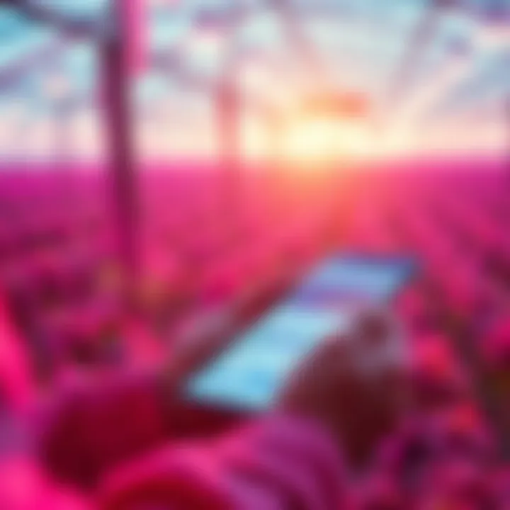 A person using an iOS app designed for managing chia farms, displaying AI-driven analytics and reporting features