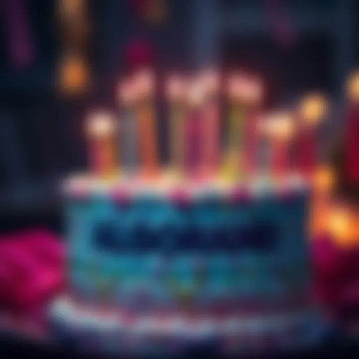 Celebrating Algorand's 7th Birthday Colorful cake with candles representing Algorand's growth and achievements in the blockchain space