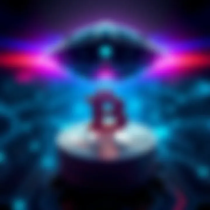 Alien spaceship over Bitcoin coin A spaceship hovering above a Bitcoin coin, symbolizing the intersection of alien arrival and cryptocurrency