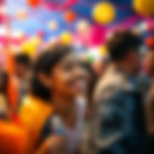 Amaya smiling brightly while participating in a fun event surrounded by friends and colorful decorations