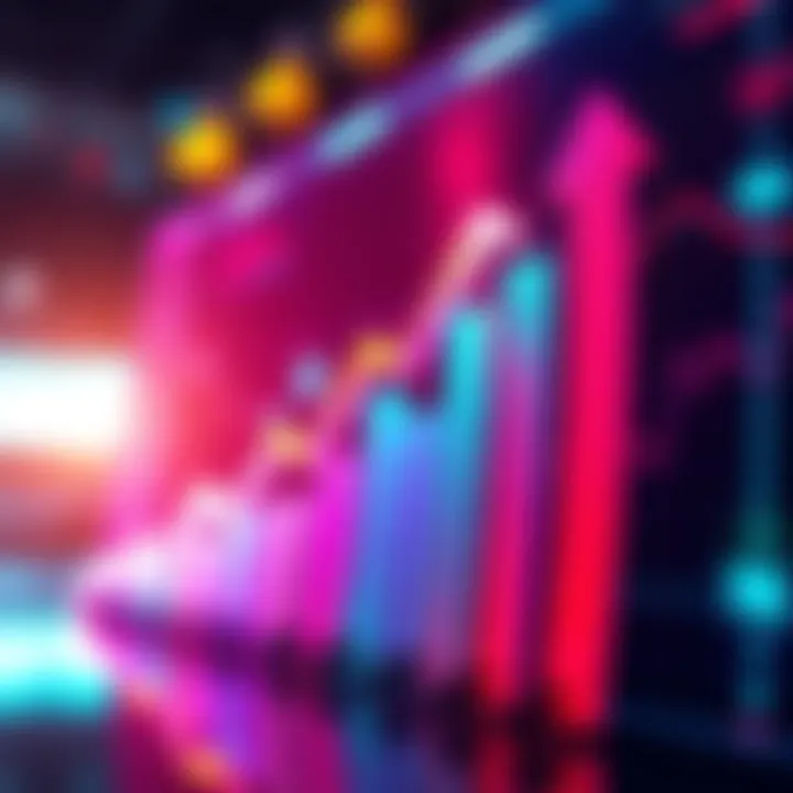 A graph showing the rising trend of Amp in the market with upward arrows and bright colors.