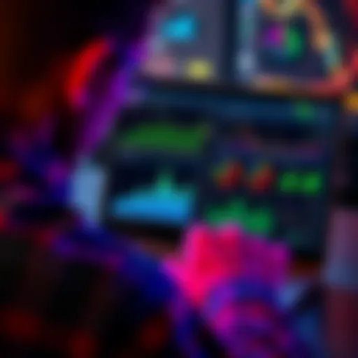 A person examining financial charts on a laptop, looking at personalized DeFi yield recommendations, with graphs and numbers on the screen.