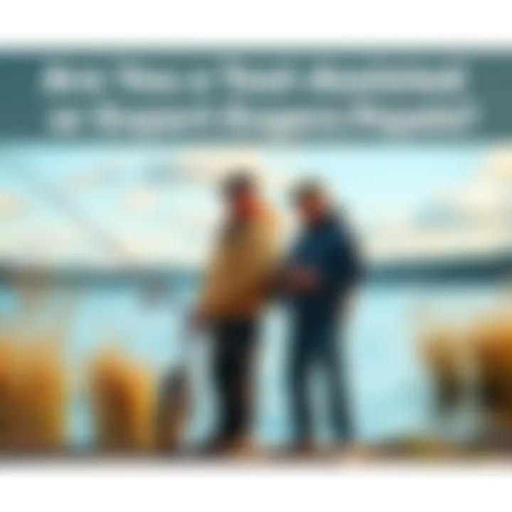 Two anglers stand by a lake, one using traditional gear and the other with modern tools, discussing their fishing approaches.