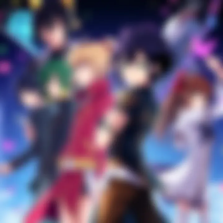Colorful illustration featuring key characters from 'To Your Eternity' and 'Code Geass', showcasing their distinct styles