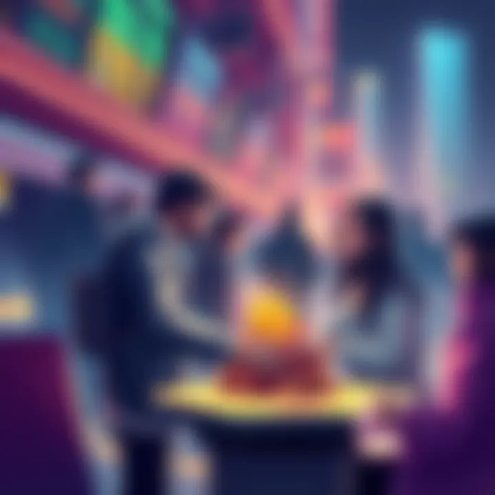 Illustration of people exchanging cryptocurrencies securely without sharing personal information