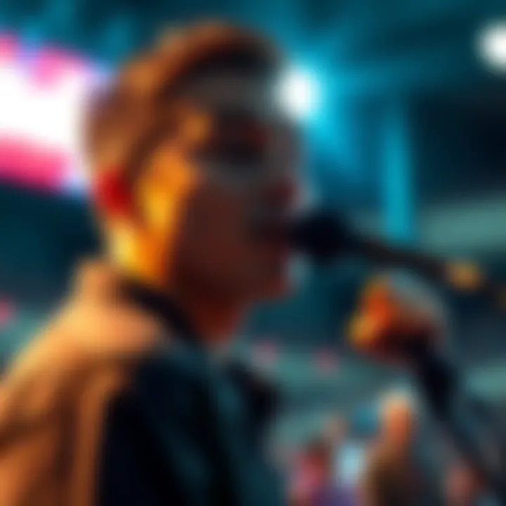 An anonymous figure passionately sharing insights at a public forum