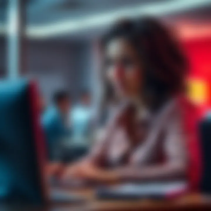 Woman at a desk looking worried about job security during maternity leave