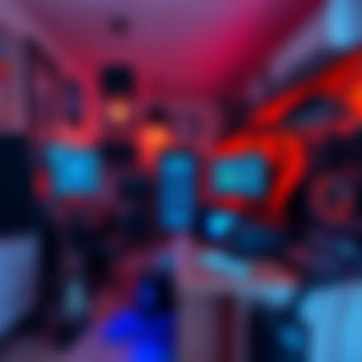 Apartment with Crypto Mining Setup A cozy apartment with computer equipment for cryptocurrency mining, showing glowing graphics cards and monitors.
