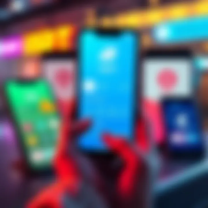 Various smartphone apps displaying USDT transactions and shopping options