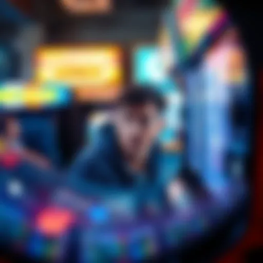 A player looks frustrated while trying to fix an arcade game at a gaming arcade.
