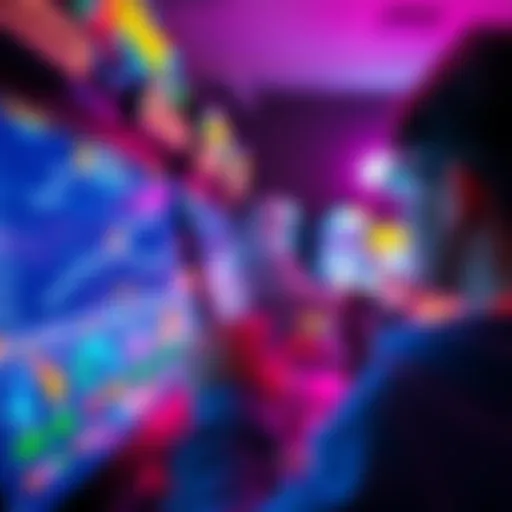 A player focused on an arcade game screen, showing progress and in-game achievements