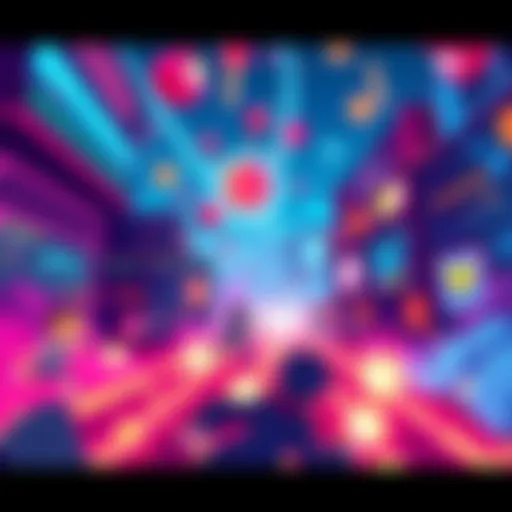 A colorful scene from Arcade Pixel Flow showing vibrant pixel art and characters in action.