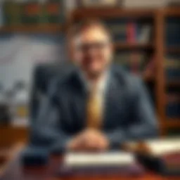 Ari Good, a Bitcoin tax attorney, smiling in his office surrounded by legal books and cryptocurrency charts